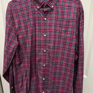 Vineyard Vines Red and Blue Plaid Button Down Shirt